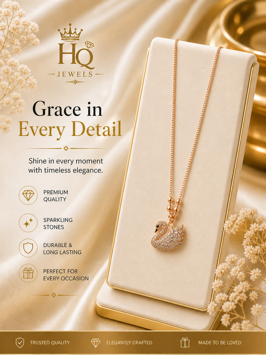 Luxury Swan Crystal Pendant Necklace – Rose Gold Elegant