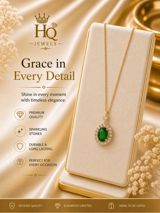 Elegant Emerald Stone Pendant Necklace