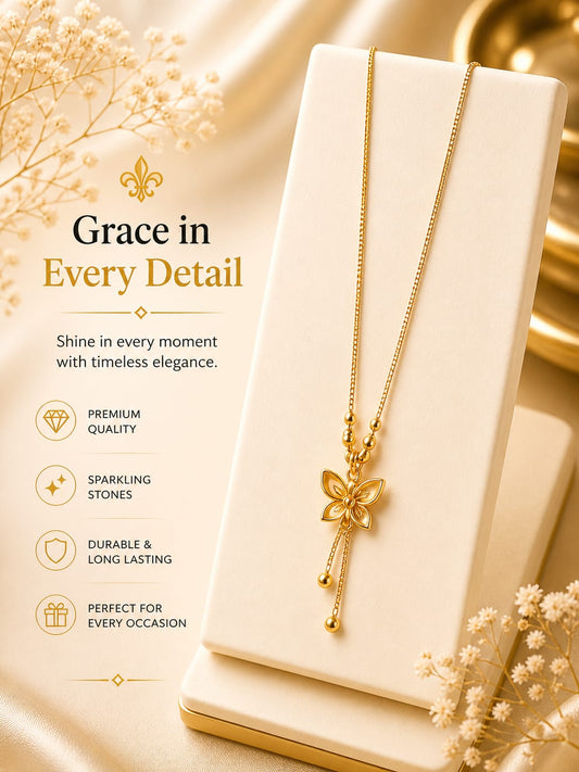 Royal Golden Flower Pendant Necklace