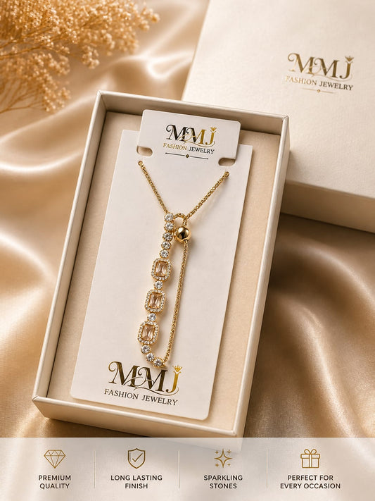Luxury Crystal Adjustable Bracelet – Premium Gold Finish